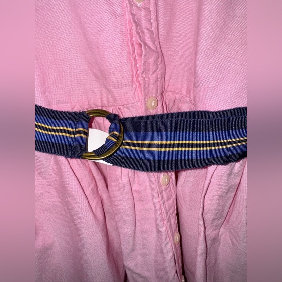 Ralph Lauren Pink Fit Flair Belted Shirt Dress Girls Size 14 Long Sleeve Collar - Picture 3 of 8